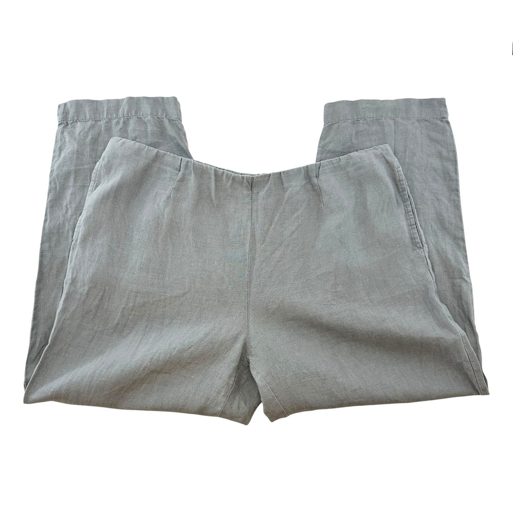 J. JILL 100% Linen Wide Leg Pull On Pants • Large Tall • gray • coastal chic - Picture 7 of 7